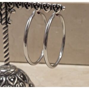 50mm Sterling Silver Round Tube Hoop Earrings 925